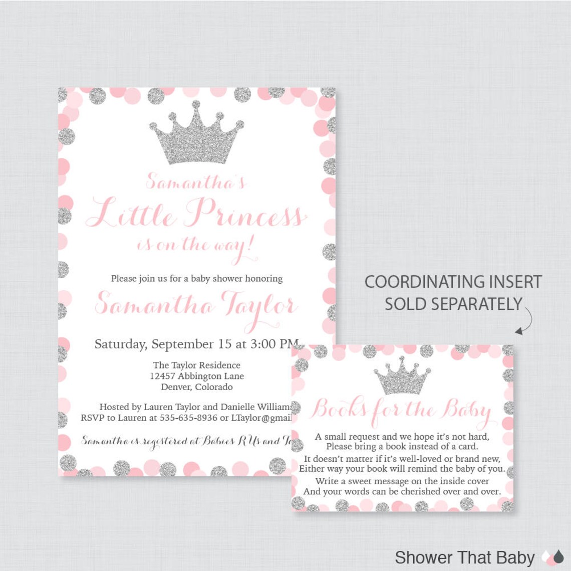 Princess Baby Shower Invitation Printable or Printed Pink | Etsy