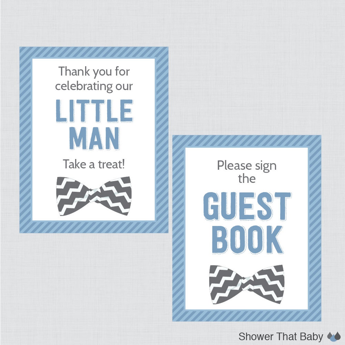 Printable Bow Tie Baby Shower Table Signs EIGHT Signs | Etsy