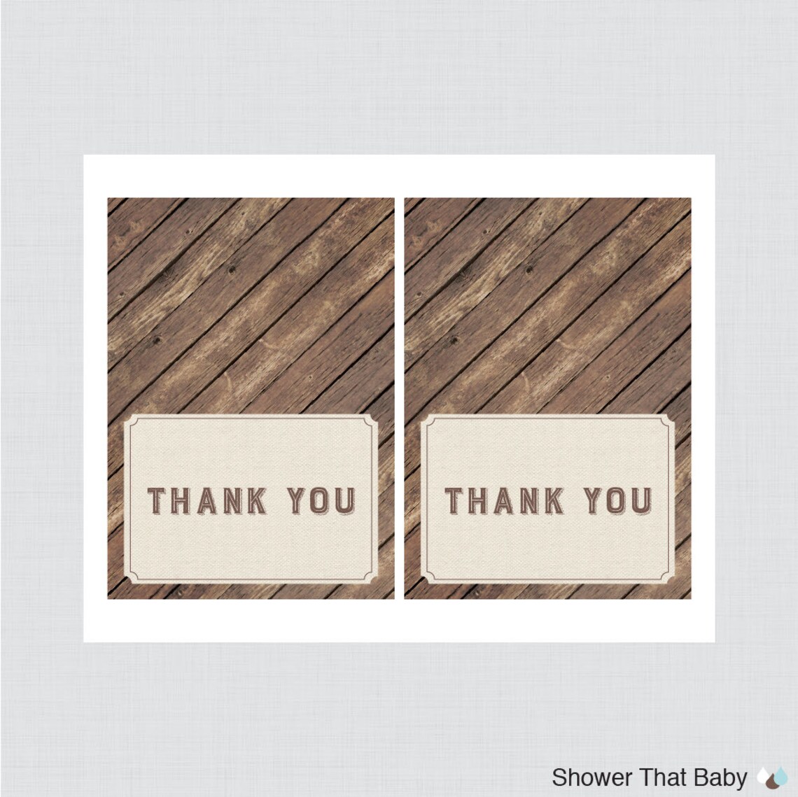 Printable Rustic Thank You Card Printable Instant Download | Etsy