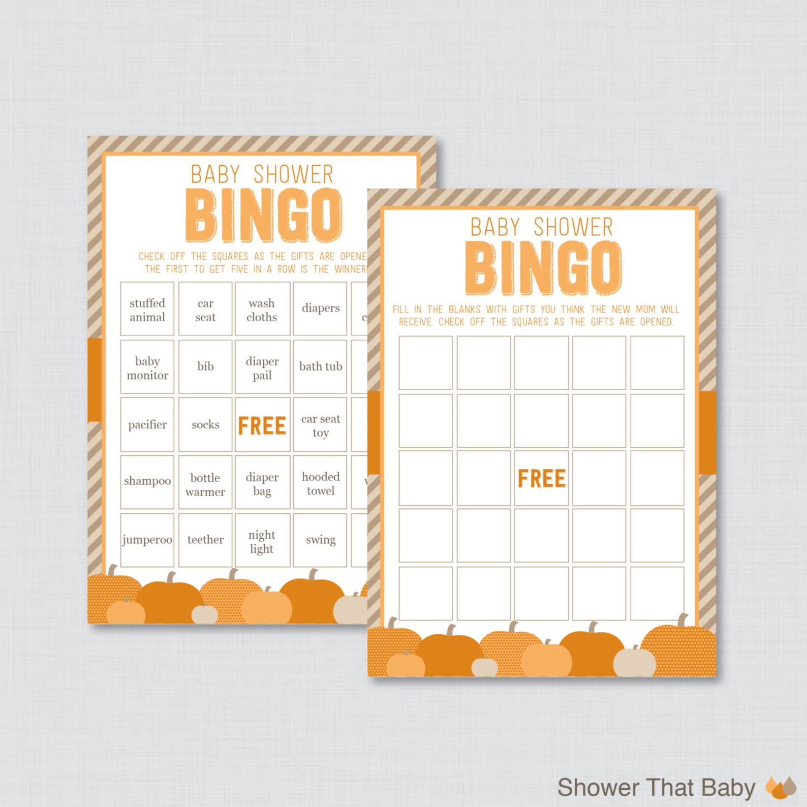 Little Pumpkin Baby Shower Bingo Cards Printable Prefilled - Etsy