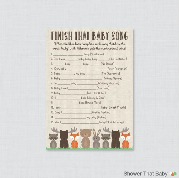 Music Match Printable Baby Shower Game Lyric Song Digital 