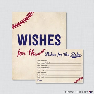 Deseos de béisbol para la actividad de baby shower del bebé - Buenos deseos imprimibles para tarjetas y letreros de bebé - Descarga instantánea- Vintage Baseball Baby 0027