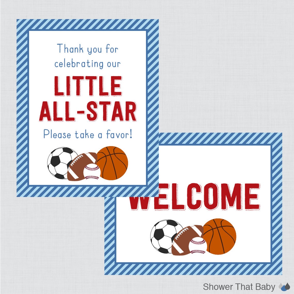 Printable Sports Themed Baby Shower Table Signs EIGHT Signs Etsy
