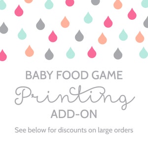 Printing Add-On for Baby Food Game Cards, Sign, and Labels