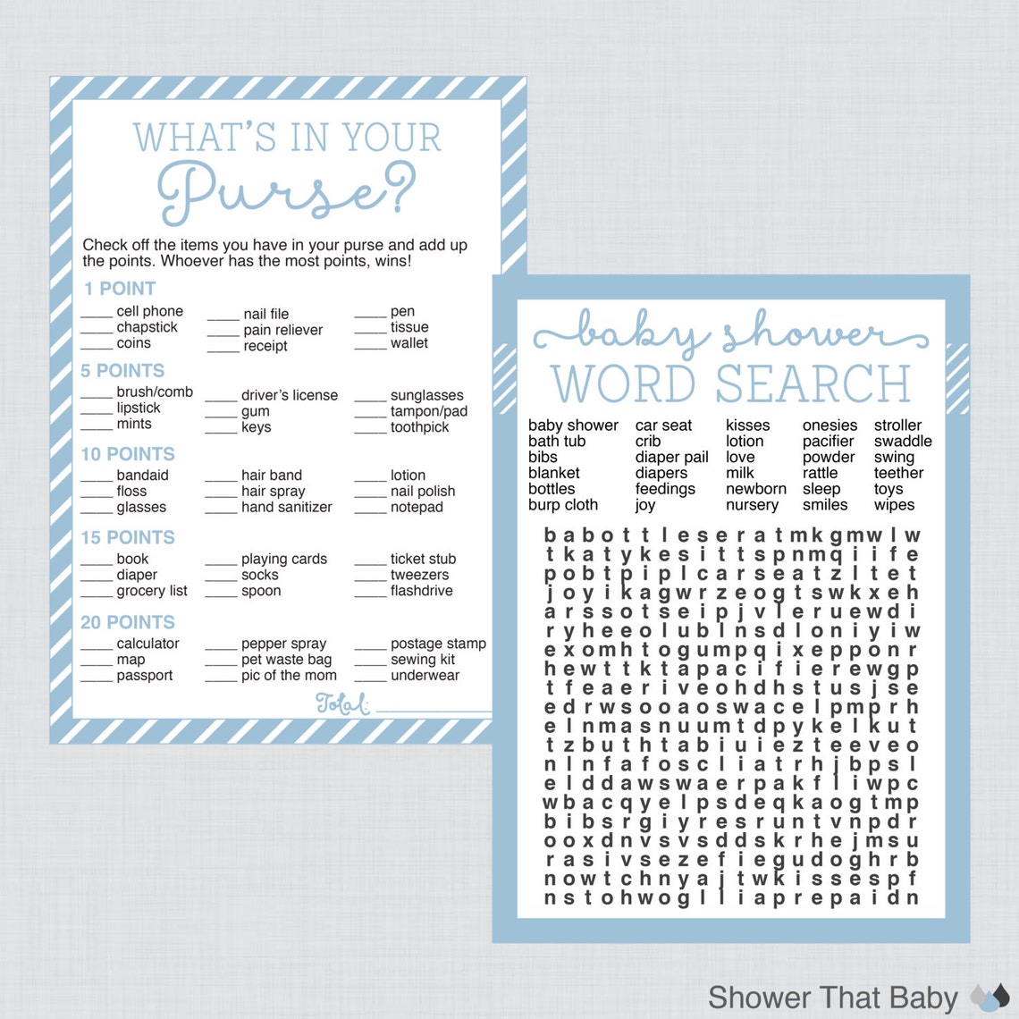 Baby Shower Games Package in Blue Six Printable Games Etsy