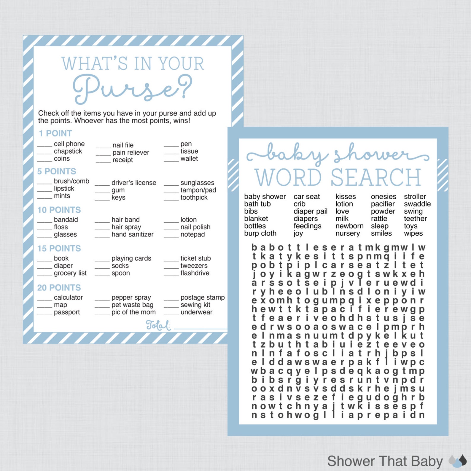 Baby Shower Games Package in Blue Six Printable Games Etsy