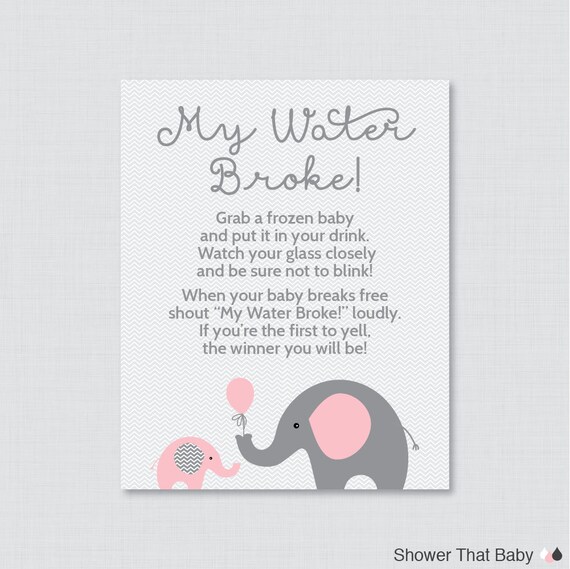 Elephant Baby Shower My Water Broke Game Sign Printable Etsy Elephant Baby Shower My Water Broke Game Sign Printable Etsy