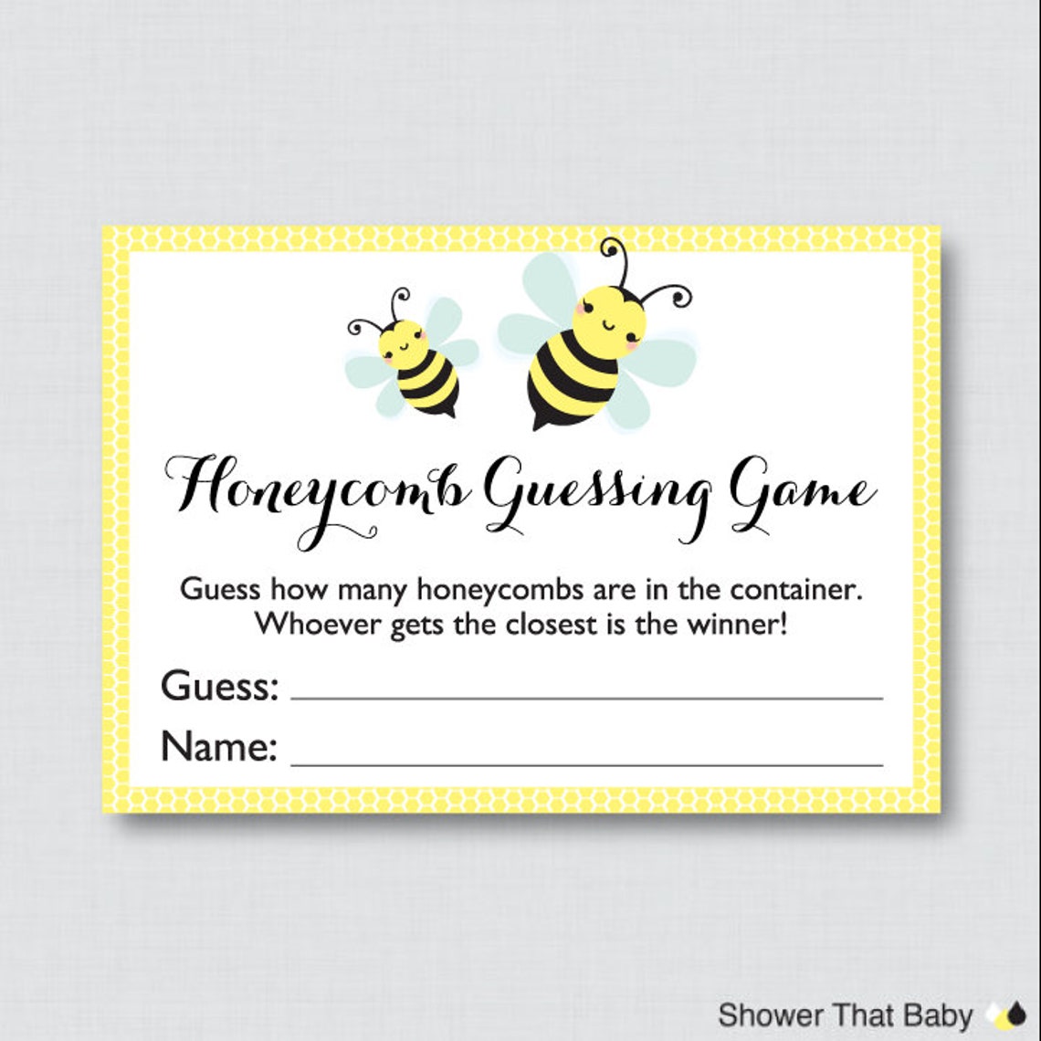 Bumble Bee Baby Shower Honeycomb Guessing Game Printable Etsy Bumble bee baby shower honeycomb guessing game printable etsy