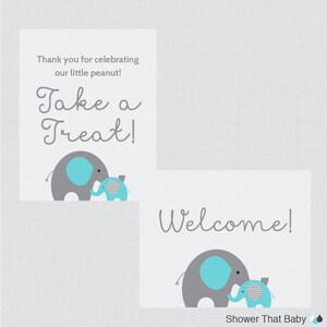 Printable Elephant Baby Shower Table Signs EIGHT Signs Welcome Sign ...