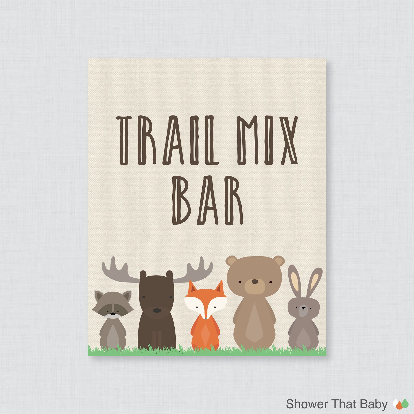 Woodland Trail Mix Bar Sign Printable Instant Download | Etsy
