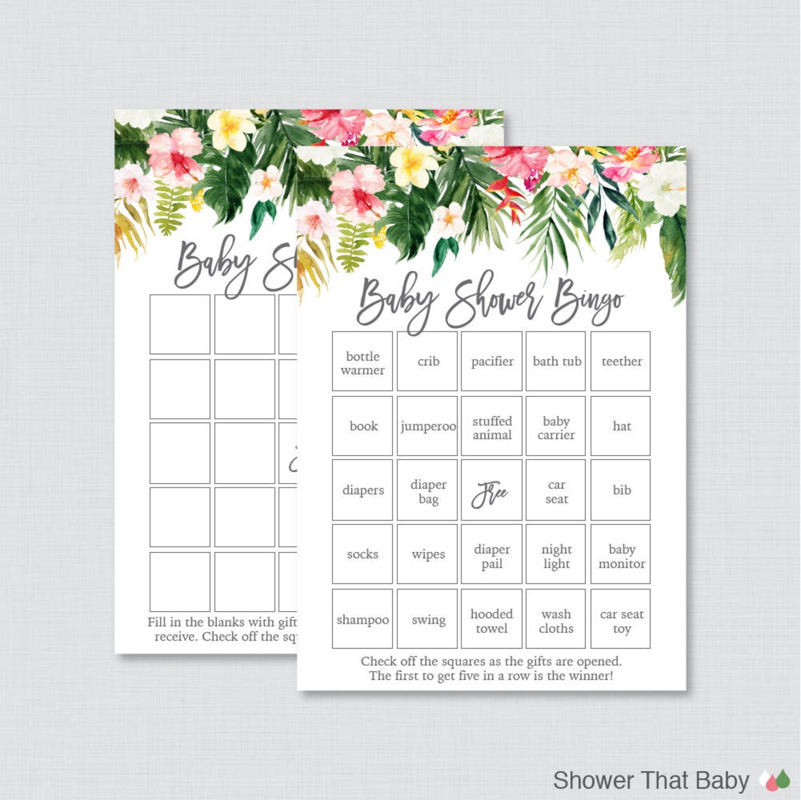 Tropical Baby Shower Games Package Seven Printable Games Etsy