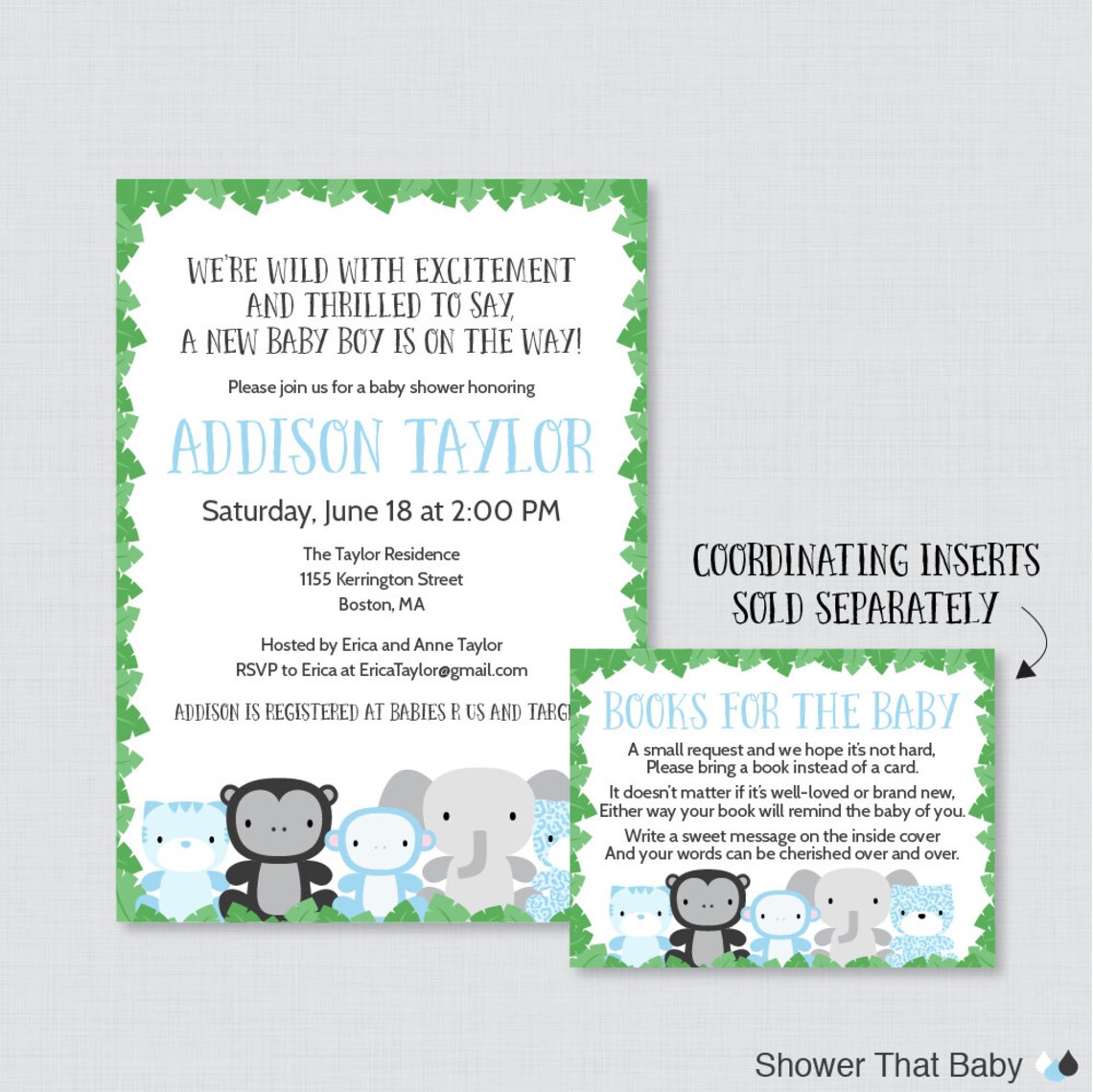 Jungle Theme Baby Shower Invitation Printable or Printed - Etsy