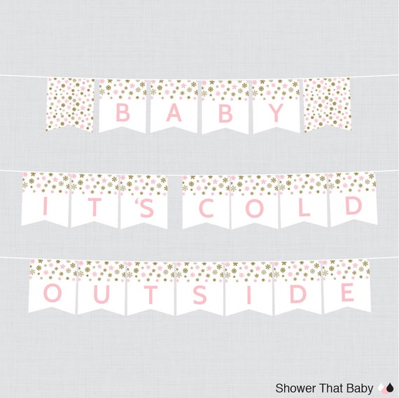 Printable Baby It's Cold Outside Banner Pink Gold | Etsy