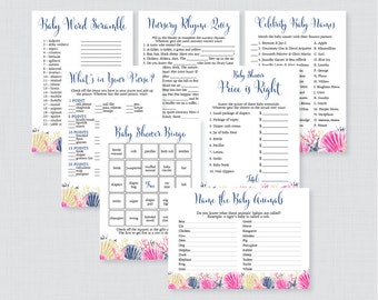 Nautical Baby Shower Games Package - Seven Printable Games: Bingo, Price is Right, Purse Game, etc - Beach Under the Sea Baby Shower 0047-P