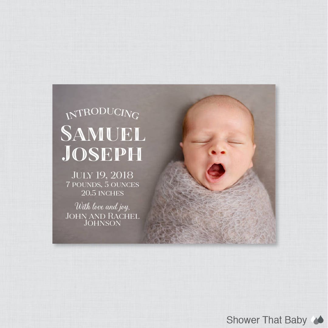 Printable or Printed Birth Announcement Cards Picture Birth Etsy