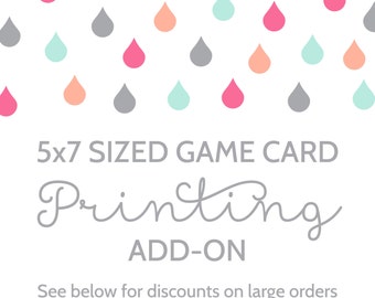 Printing Add-On for Bingo 5x7 Sized Game Card in the Shower That Baby Shop