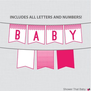 Printable Chevron Baby Shower Banner in Hot Pink It's a | Etsy
