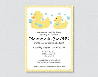 Rubber Ducky Baby Shower Invitation Printable or Printed - Rubber Duck Baby Shower Invites in Yellow - Gender Neutral Duck Invitation 0019-Y