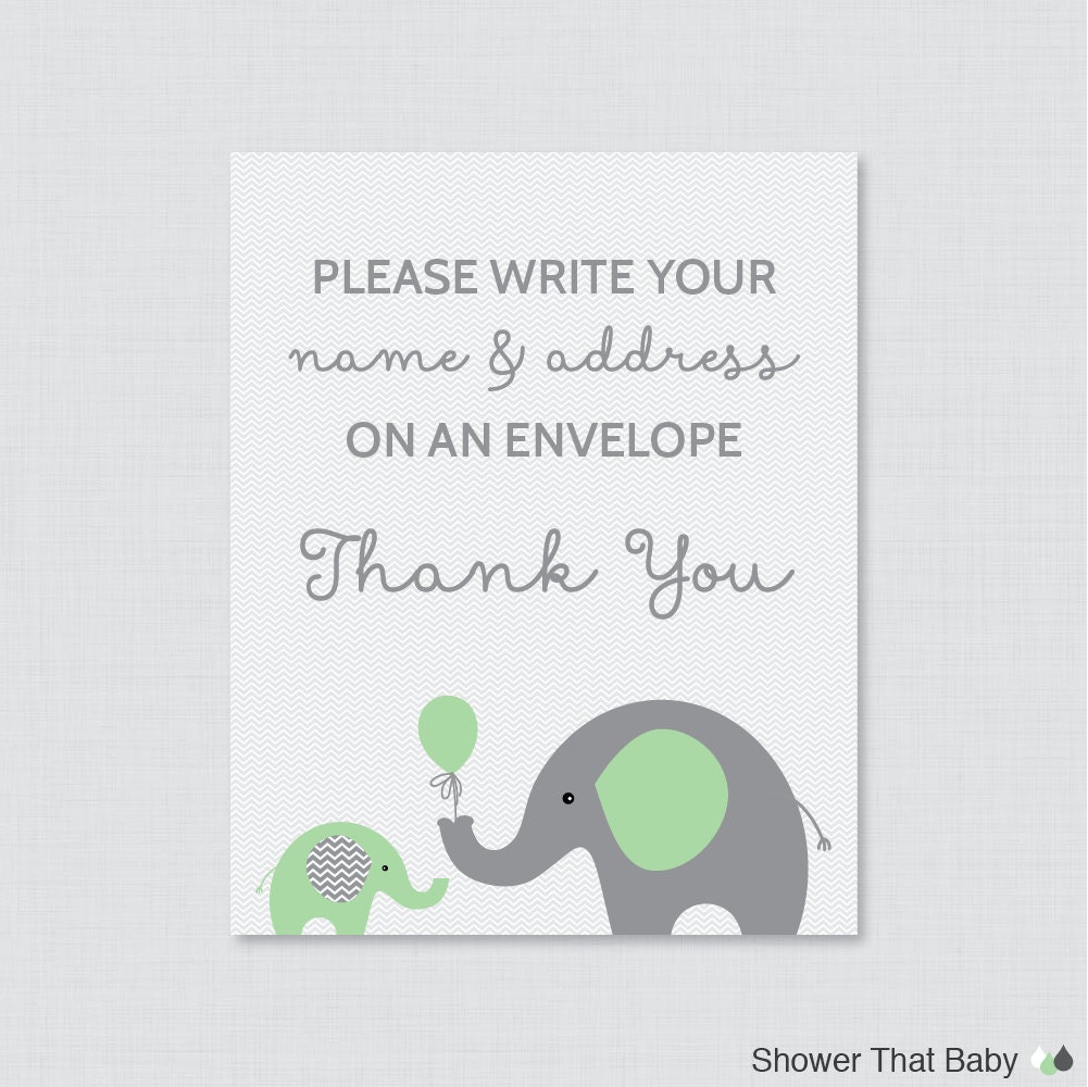 Elephant Address an Envelope Sign Printable Download Green Etsy