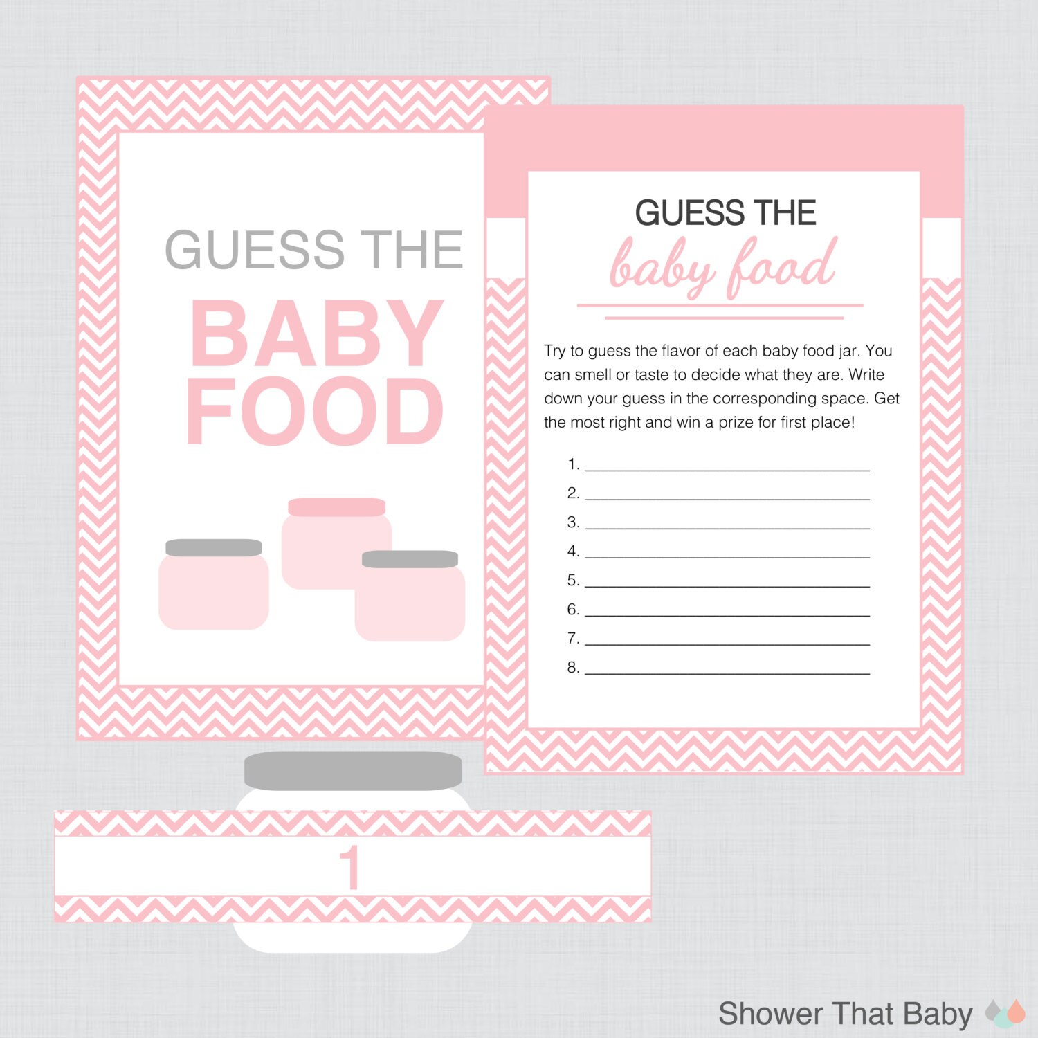 Pink Baby Shower Baby Food Game Printable Instant Download Etsy