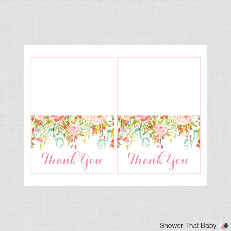 Printable Floral Thank You Card Printable Instant Download - Etsy