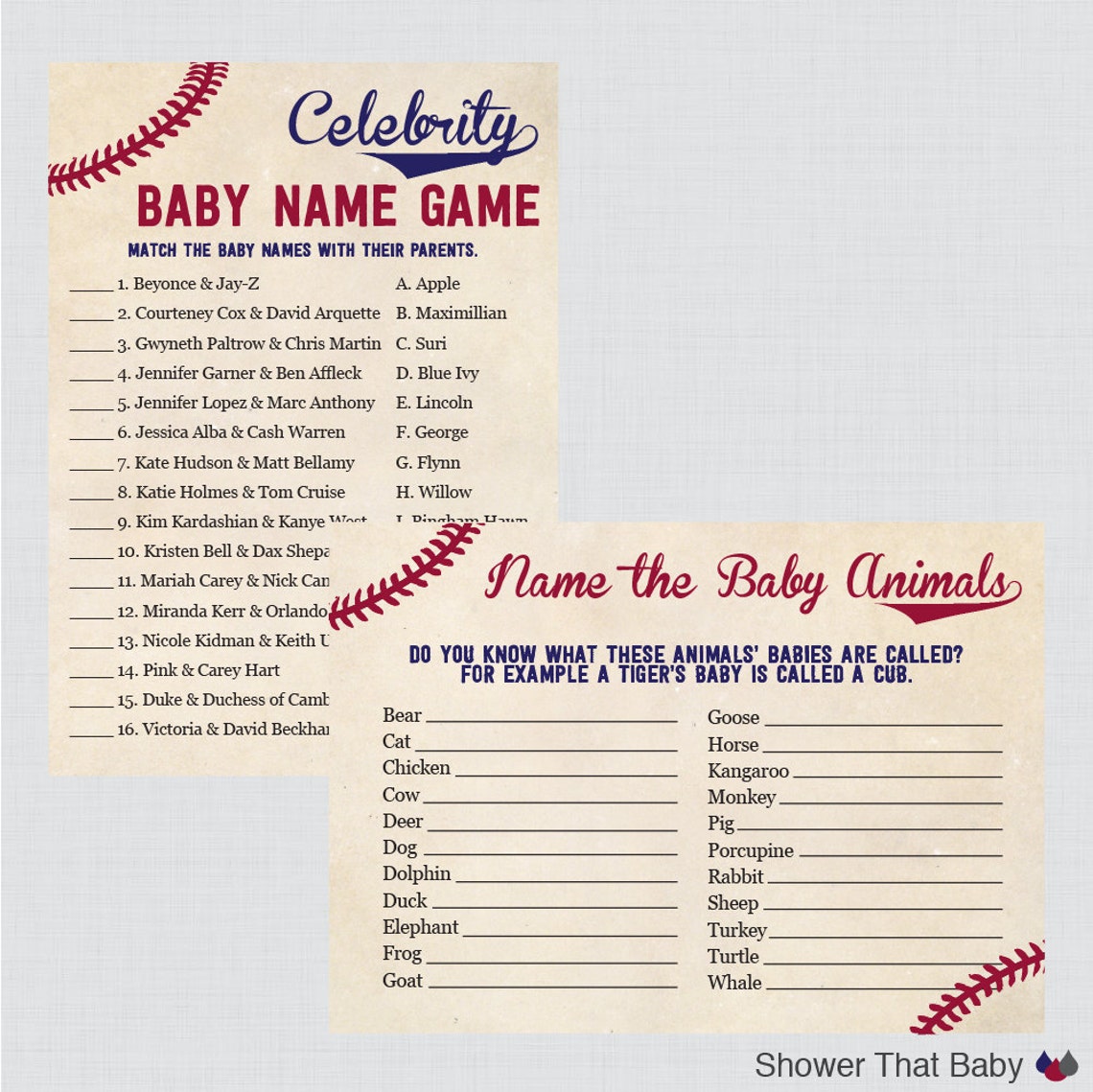 Baseball Baby Shower Games Package Seven Printable Games Etsy Canada