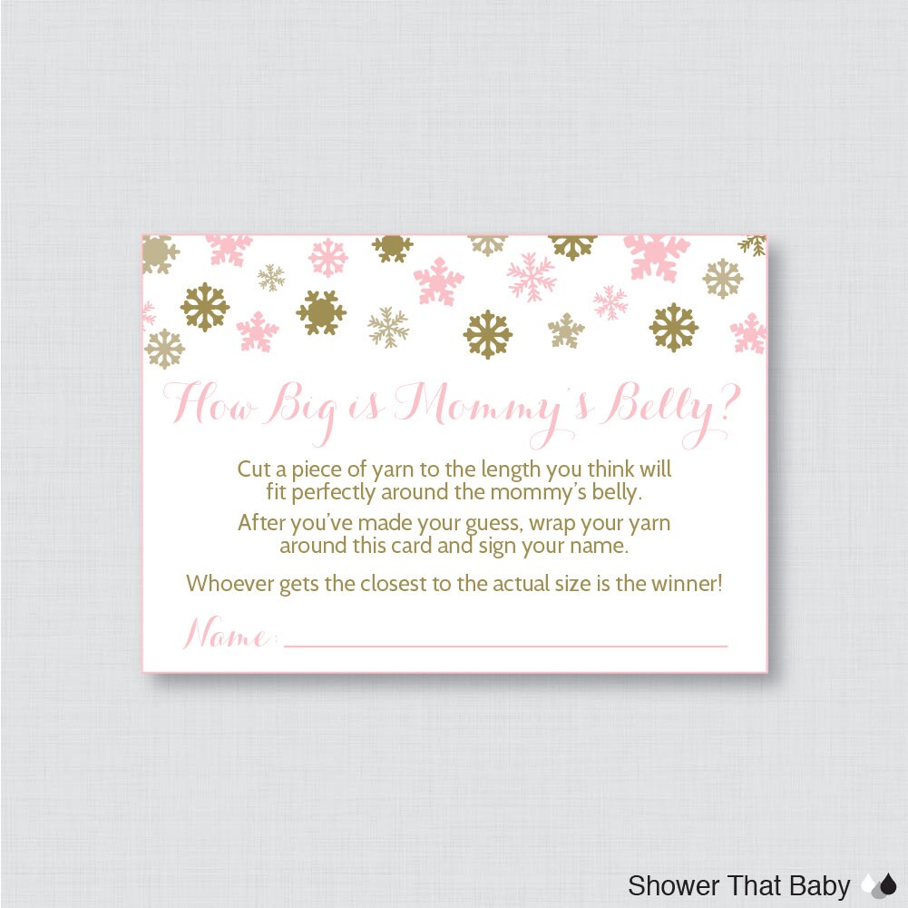 How Big is Mommy's Belly Game Printable Pink and Gold | Etsy