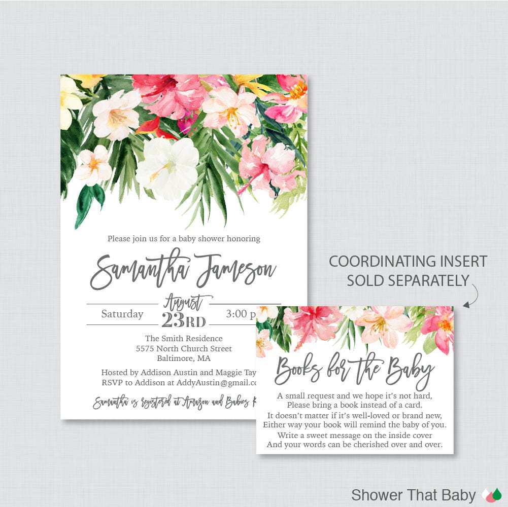 Hawaiian Baby Shower Printable or Printed Invitation Pink | Etsy