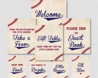 Printable Baseball Baby Shower Table Signs - EIGHT Signs! Welcome Sign, Favors Sign, etc - Instant Download - Baseball Baby Table Signs 0027