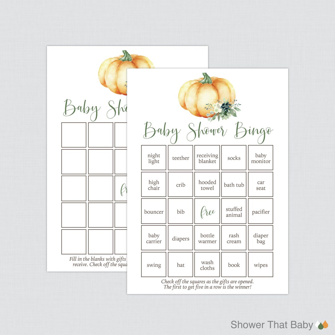 Orange Pumpkin Bingo Cards - Printable Blank Bingo Cards AND Prefilled ...