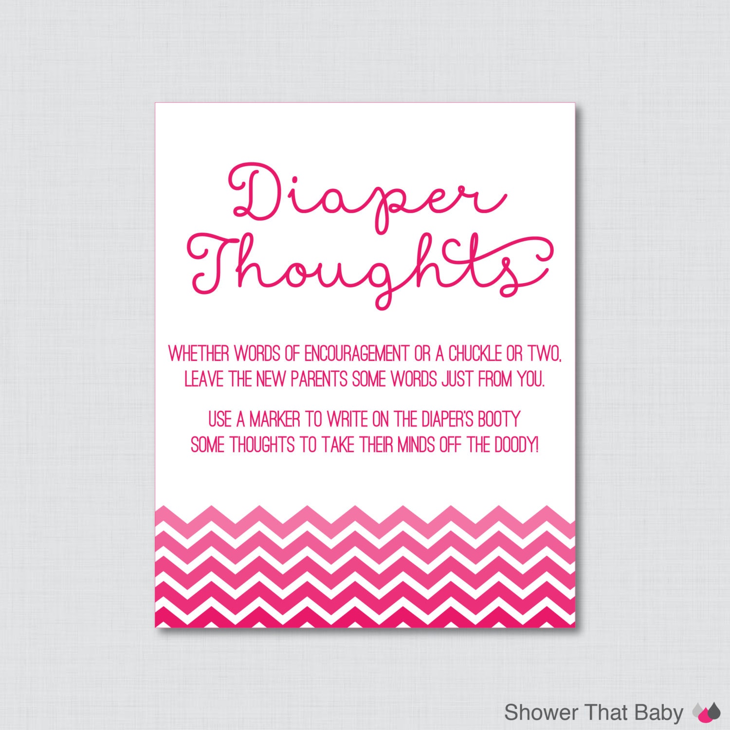 Hot Pink Baby Shower Diaper Thoughts Game Printable Download | Etsy