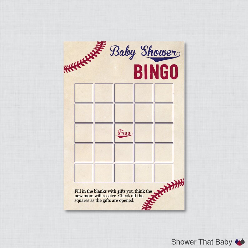 Baseball Baby Shower Bingo Cards Printable Blank Bingo Cards AND PreFilled Bingo Cards Vintage Baseball Baby Shower Bingo 0027 image 3