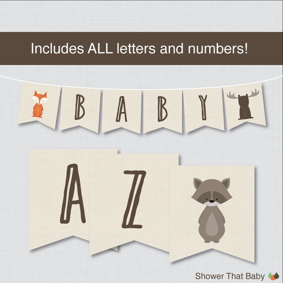 Woodland Flag Banner With All Letters Printable Instant Etsy