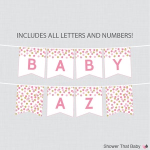 Printable Pink and Gold Baby Shower Banner Gold Glitter Dot - Etsy