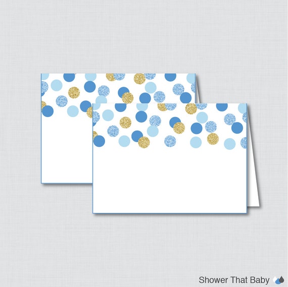 Printable Blue and Gold Food Tent Labels Cards or Place Cards | Etsy