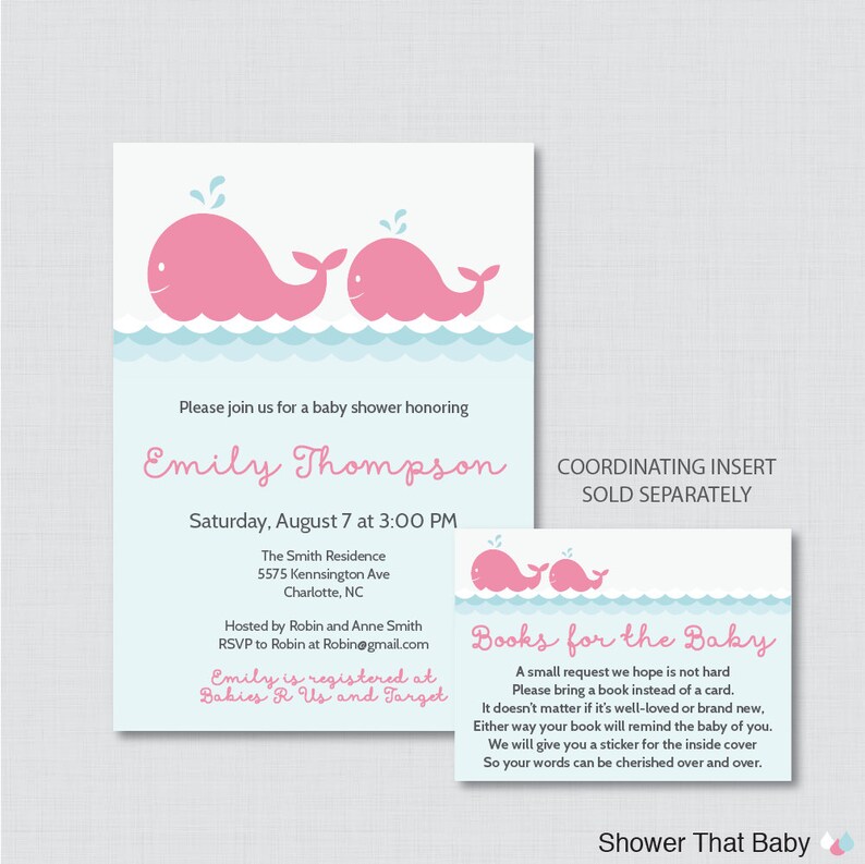 Whale Baby Shower Invitation Printable or Printed Nautical - Etsy