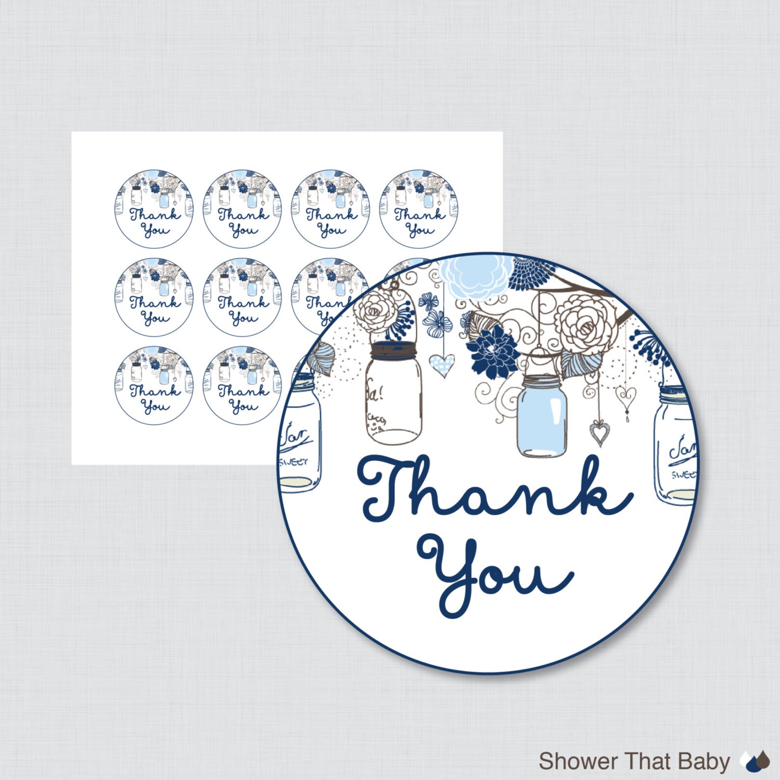 Printable Mason Jar Baby Shower Favor Tag Thank You Etsy