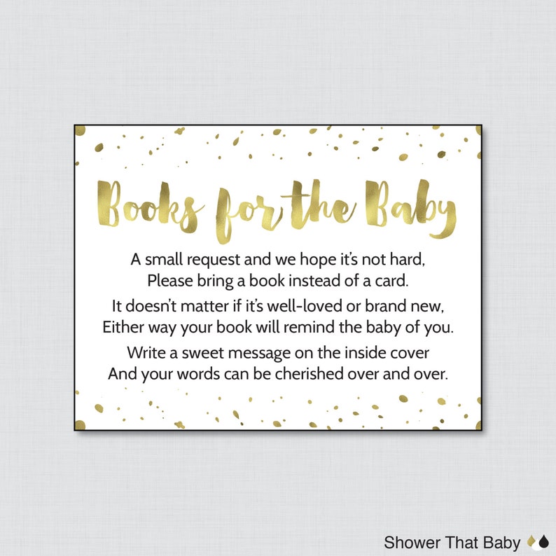 White and Gold Youngster Shower Printable Provide a E-book As an alternative of a Card Invitation Inserts - Fake Gold Foil Inventory Babys Library Card - 0022-W photograph regarding Bring a Book Instead of a Card Printable identify White and Gold Kid Shower Printable Deliver a Ebook Rather of a Card Invitation Inserts - Bogus Gold Foil Inventory Babys Library Card - 0022-W