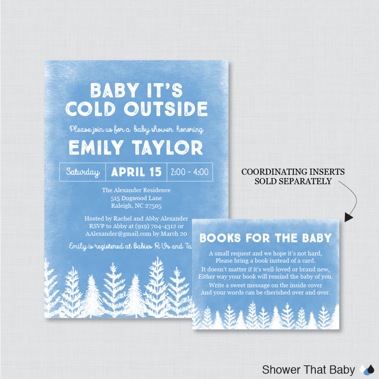Winter Baby Shower Invitation Printable or Printed Rustic Etsy
