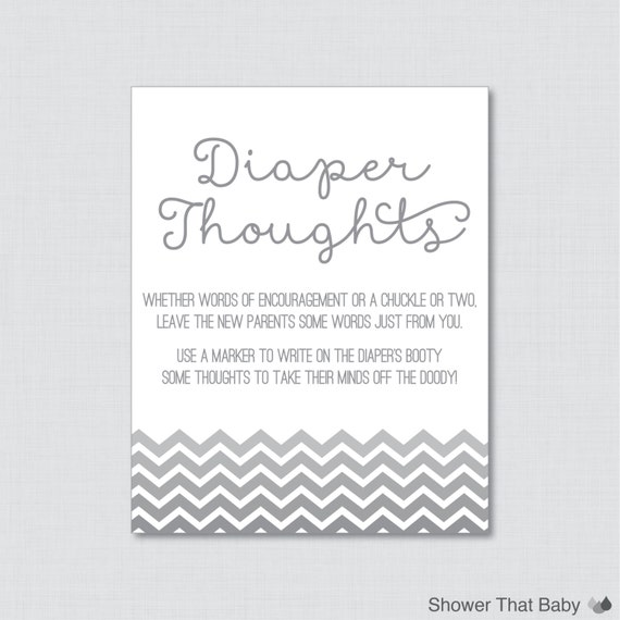 Gray Baby Shower Diaper Thoughts Game Printable Download | Etsy