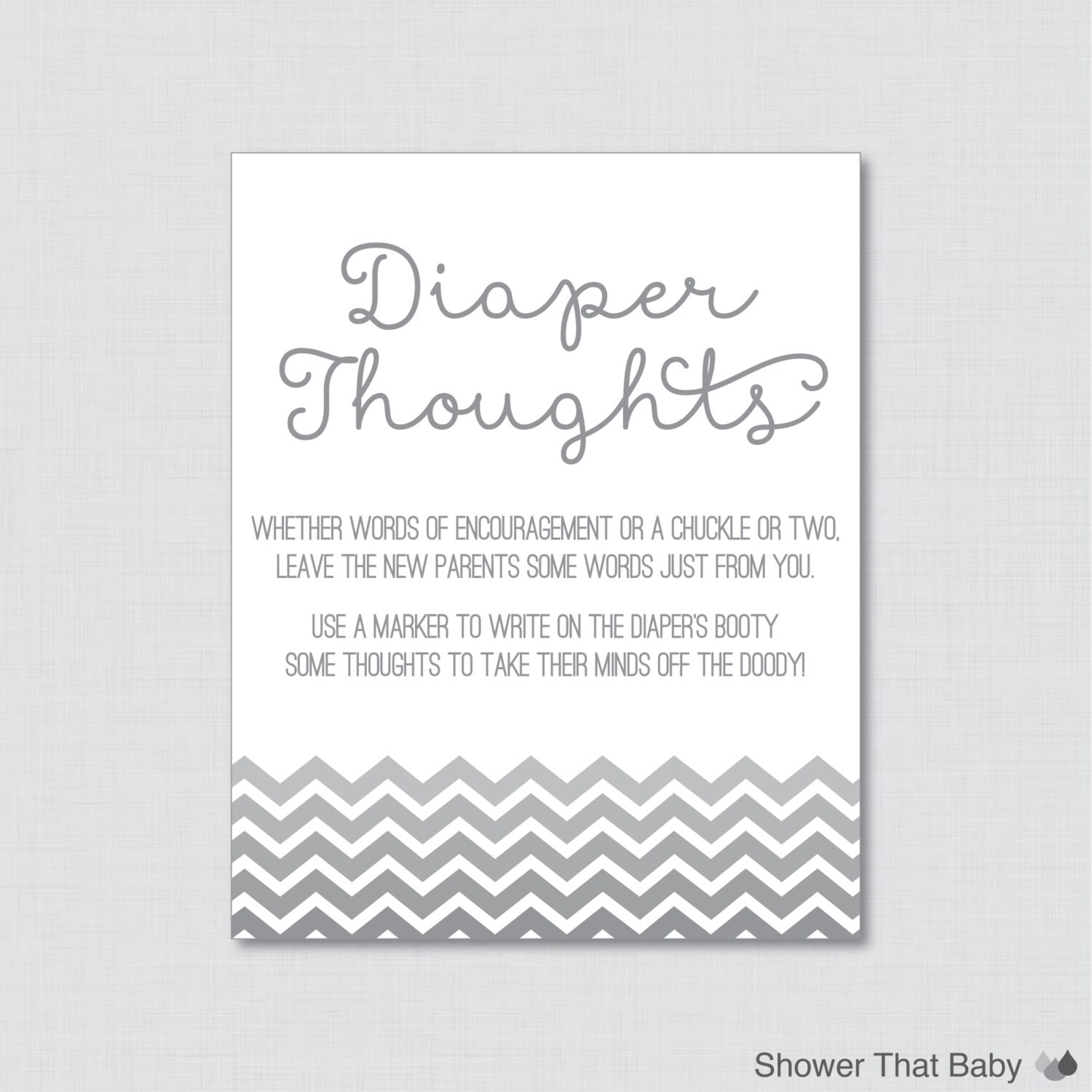 Gray Baby Shower Diaper Thoughts Game Printable Download | Etsy