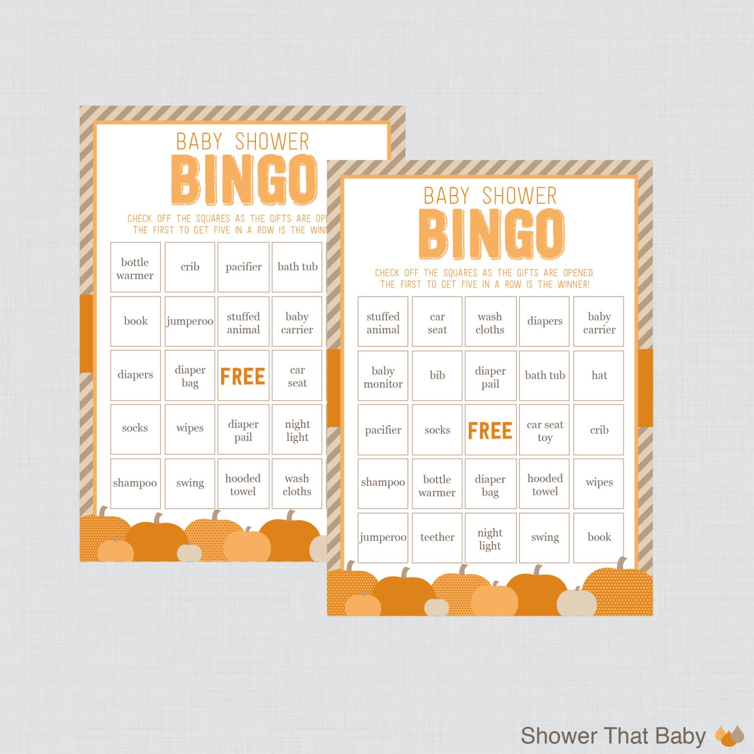 Little Pumpkin Baby Shower Bingo Cards Printable Prefilled - Etsy