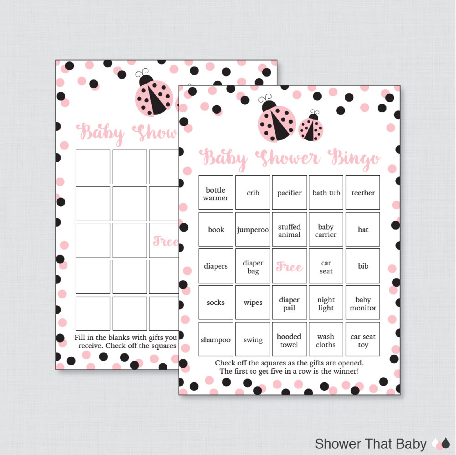 Ladybug Baby Shower Games Package Seven Printable Games: - Etsy