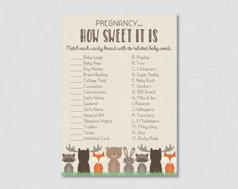 Woodland Baby Shower Pregnancy How Sweet It Is Game - Printable Instant Download - Woodland Candy Game - Woodland Baby Shower Game - 0010