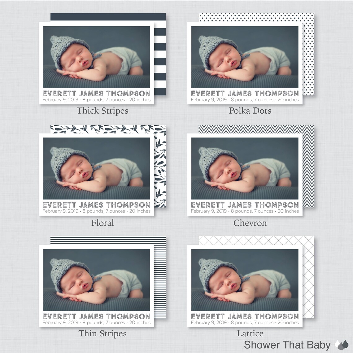 Printable or Printed Photo Birth Announcement Cards Birth - Etsy