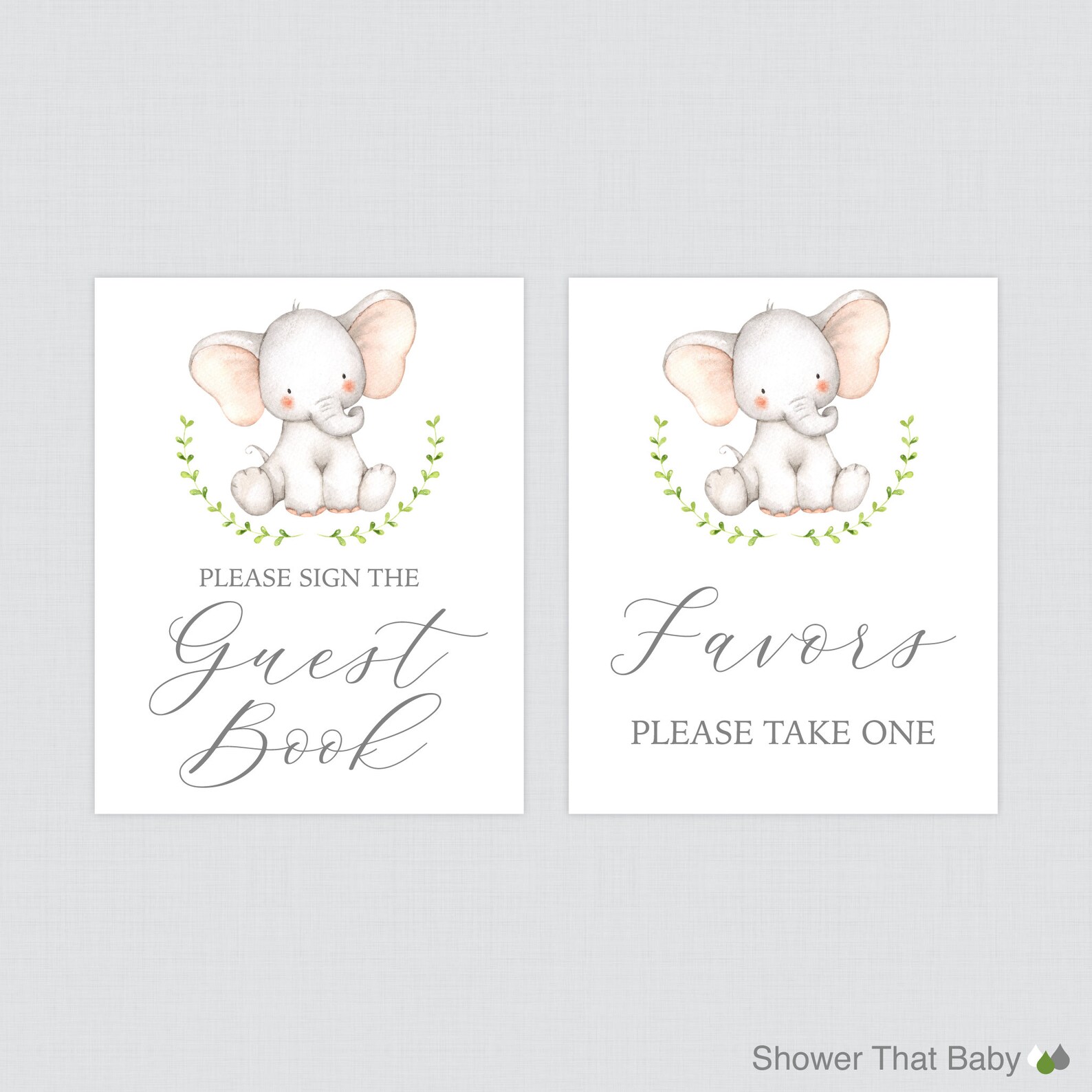 Printable Watercolor Elephant Baby Shower Table Signs SIX | Etsy