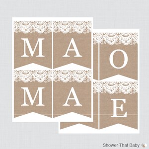 Burlap and Lace Baby Shower Chair Banner Printable Mama to Be Banner ...