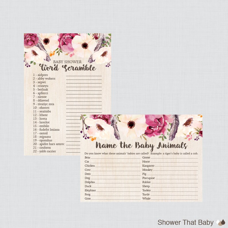 Boho Baby Shower Games Package Seven Printable Games: Bingo - Etsy