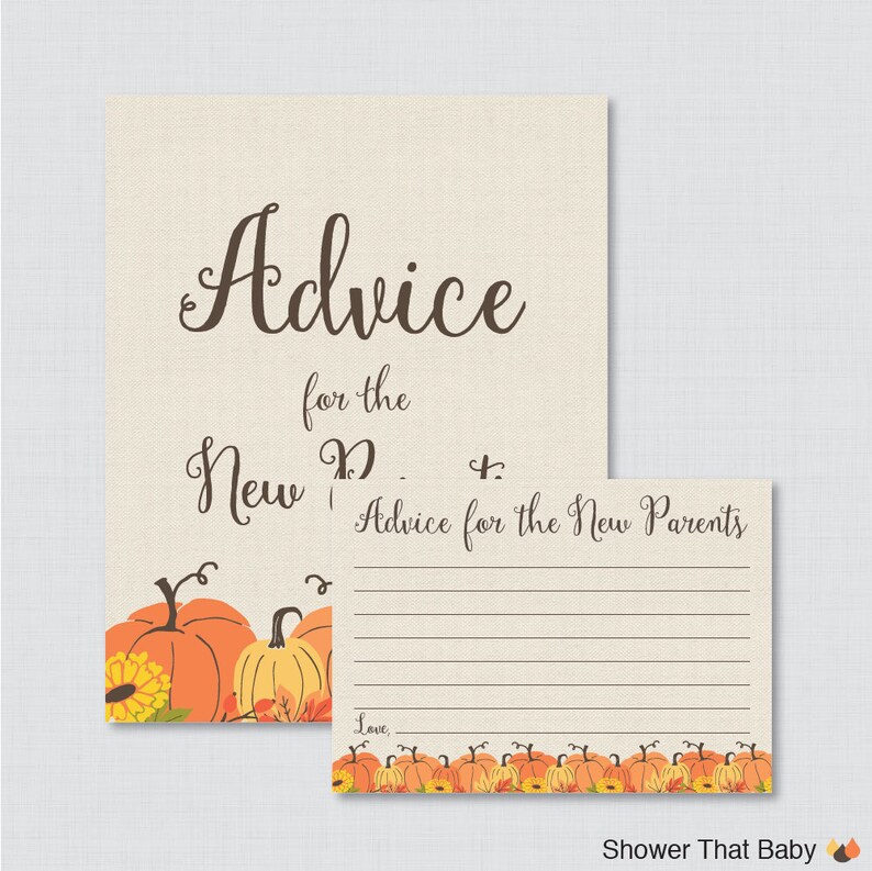 Pumpkin Advice for Mommy to Be Cards and Sign Printable | Etsy
