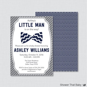 Bow Tie Baby Shower Invitation Printable or Printed Navy and - Etsy